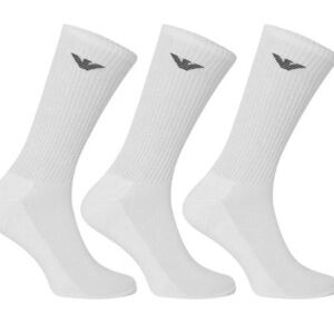 New Emporio Armani White Socks with Black Logo (3 Pack)